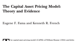 The Capital Asset Pricing Model - Theory and Evidence